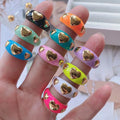 Heart Enamel Ring Neon Pink Orange Turquoise Blue Pendant Oil Dropped Sweet Romantic Party Jewelry Wholesale P33