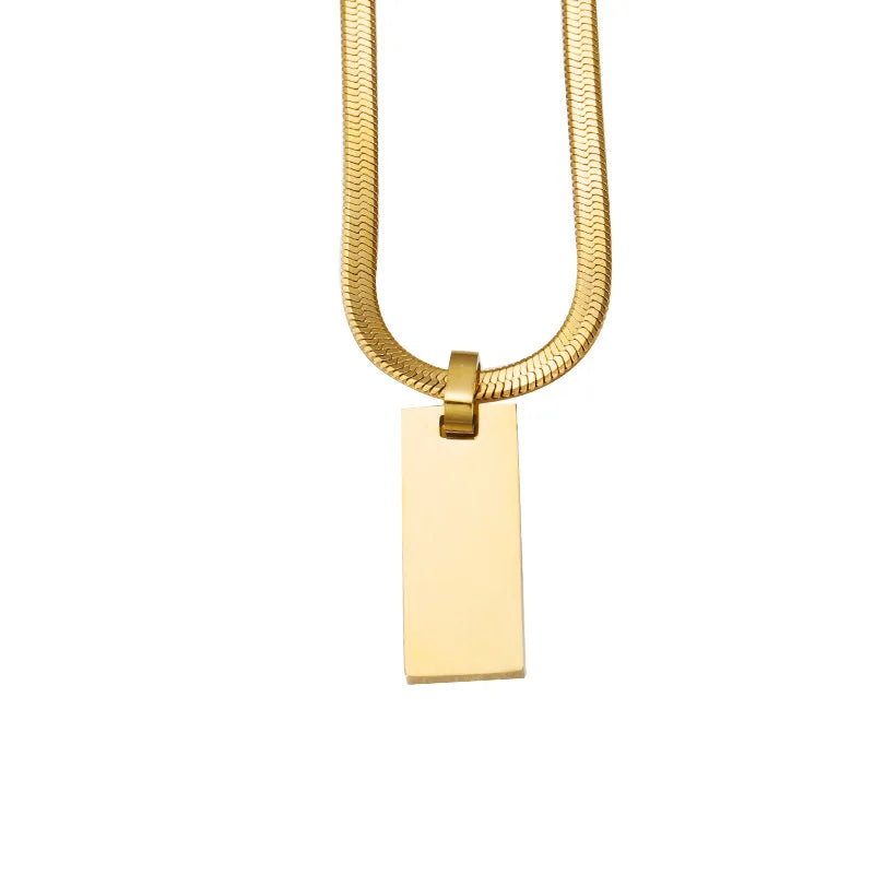 Personalized Jewelry Making Stainless Steel Mirror Polished Blank Rectangle Bar Necklace
