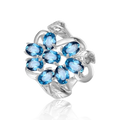 Abiding Cluster Ring 925 Sterling Silver Natural London Blue Topz Gemstone Luxury Flower Wedding Rings Women for Bridal