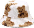 Autumn Winter Cute Bear Design Furry Fisherman Bucket Hat High Quality Thick Warm Lace Mesh Fashion Outdoor Cycling Casual