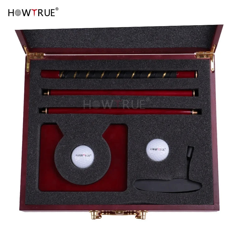 HOW TRUE Indoor Luxury 33*27*7cm Golf Putter Sets Classical Redwood Golf Putter Gifts Set for Golf Sports