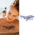 Abecome W58 Colorful Whale and Flower Temporary Henna Tattoo Stickers Full Hand Body Art Water Transfer Fashion for Men
