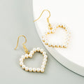 Wholesale Retro Geometry  Heart Pearl  Maiden Earrings Jewelry for Girls