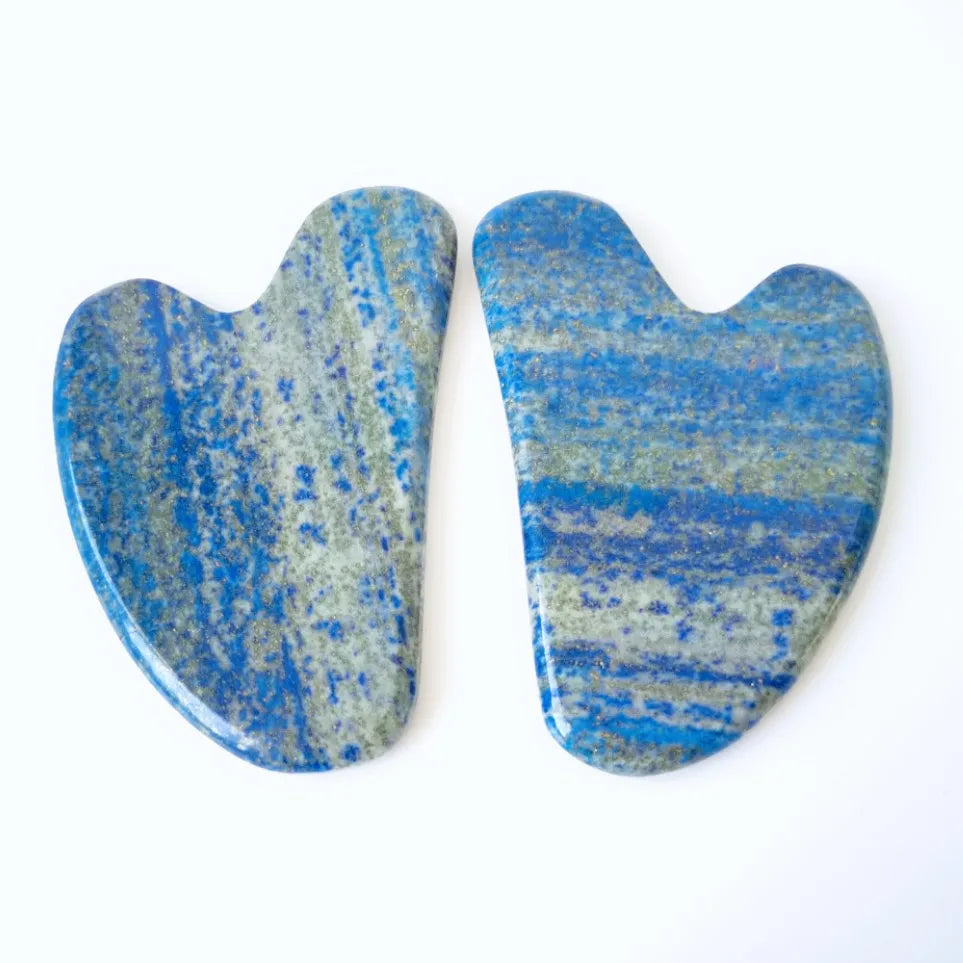 HY Healing Crystals Stones Lapis Luzil Gua Sha Board Heart Shape Beauty Scrapping Plate Guasha Face Massage