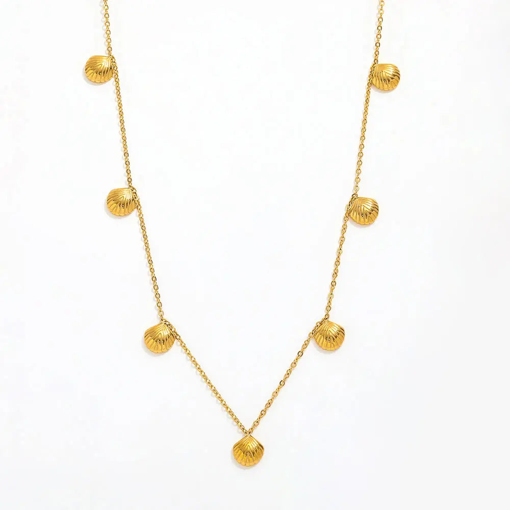 Joolim Jewelry Trendy 18K Gold Plated Summer Shell Pendant Dainty Chain Stainless Steel Necklace for Gift Fashion Jewelry