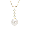 Fashion Pearl 925 Sterling Silver Round Pendant Necklace with Moissanite Box Chain Gold Plated Women's