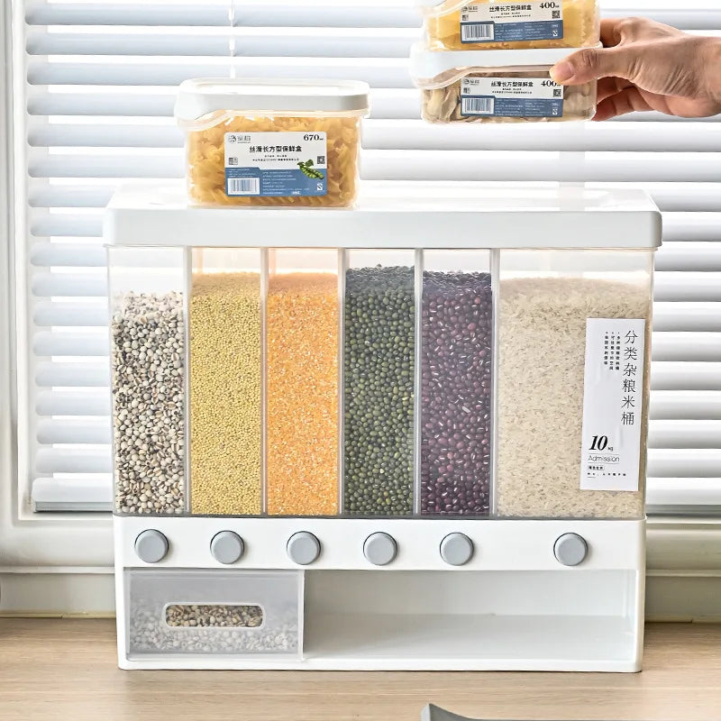 Storage Grain Cereal Organizer with PP Plastic Dispenser Container 10kg Household Food Storage