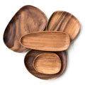 CNLF Eco-Friendly Traditional Design Solid Sustainable Acacia Wood Mini Serving Tray Hand Engraved Home Kitchen Catering Plate