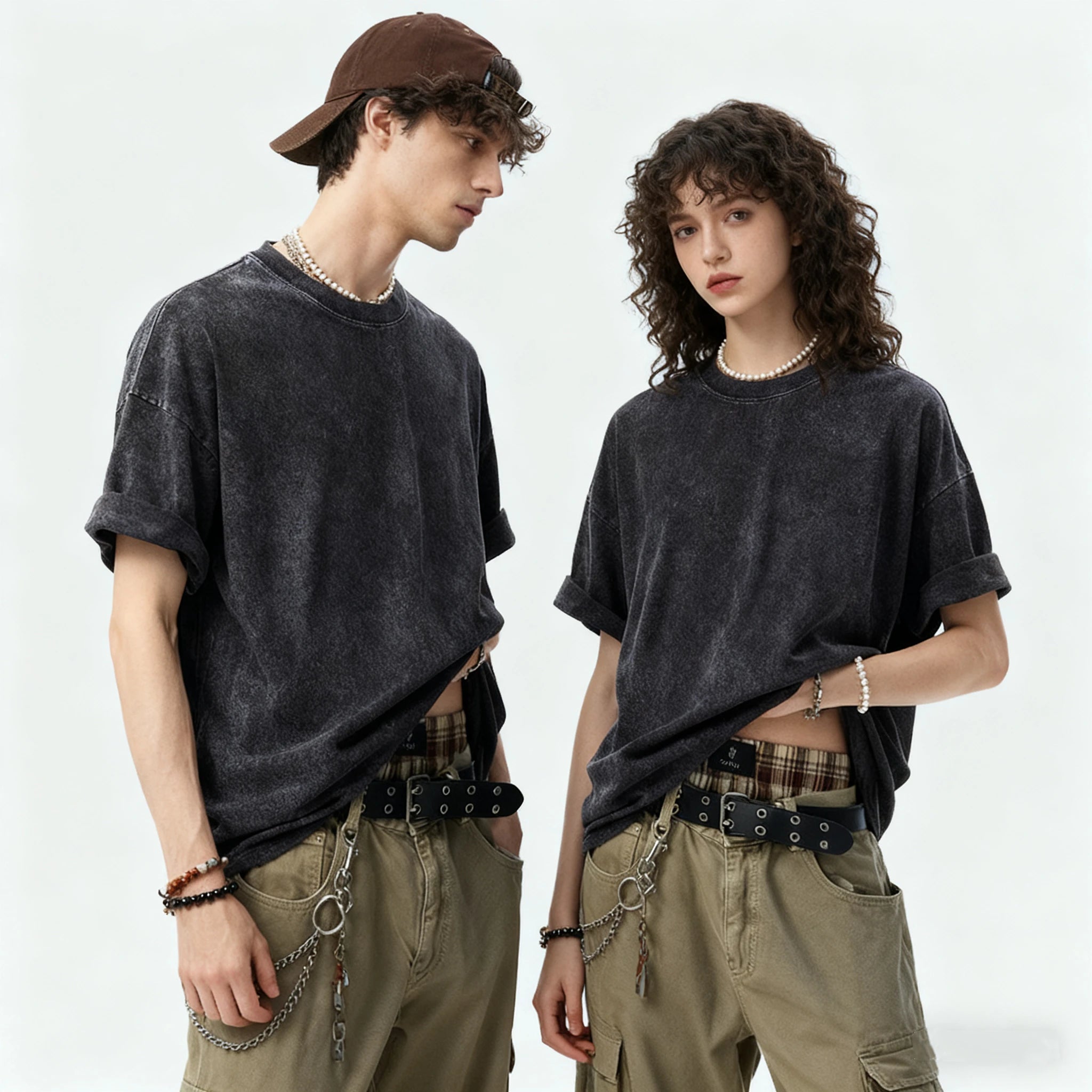 High Quality Custom-printed 100% Cotton 280g Knitted Oversized Casual Fashion Unisex Washed Vintage T-shirt