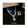 Minimalist Flower Drop Necklace Earrings Crystal Rhinestone Jewelry Set  Luxury Sparkling Water Drop Rhinestone Necklace Earring
