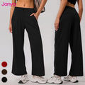 Janya New Arrival Female Casual Slim Sports Wear High Waist Drawstring Straight-Leg Dancing Pants Pockets Loose Yoga Leggings
