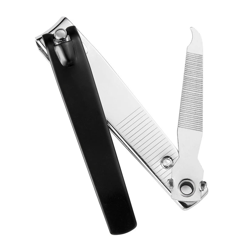 Black Nail Cutter  Stainless Steel Black Small Portable Finger Nail Clipper With File