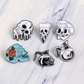 45 Styles Gothic Skeleton Enamel Pin Custom Rose Coffee Pot Pizza Badge Brooch Lapel Pin Denim Jeans Shirt Bag Cool Jewelry Gift