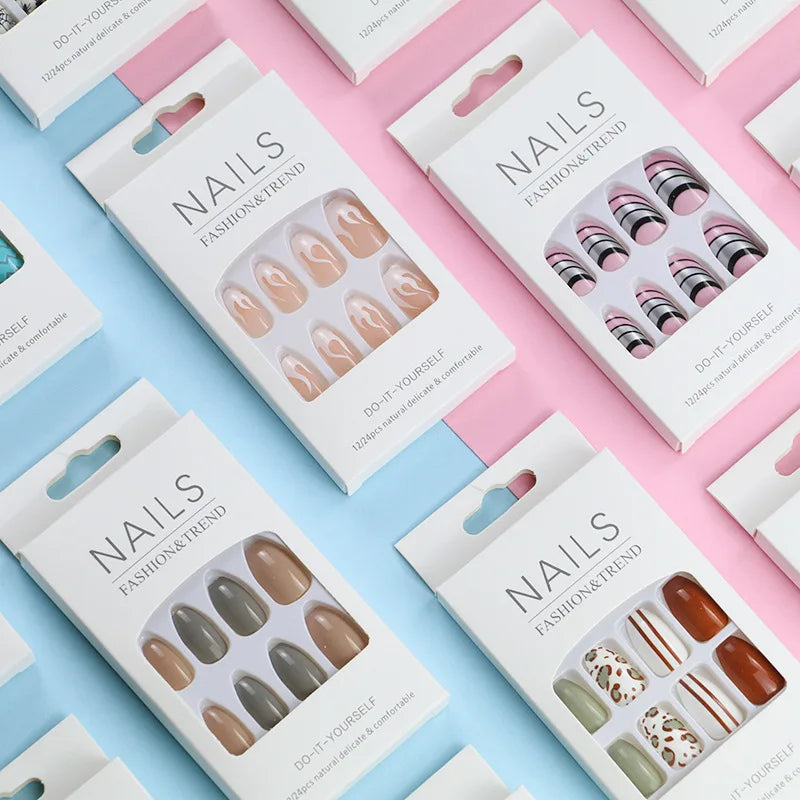 Ready to Ship Nails Products French Stiletto Acrylic Press on Nails Adhesive Tabs at Home False Nails Artificial Tip
