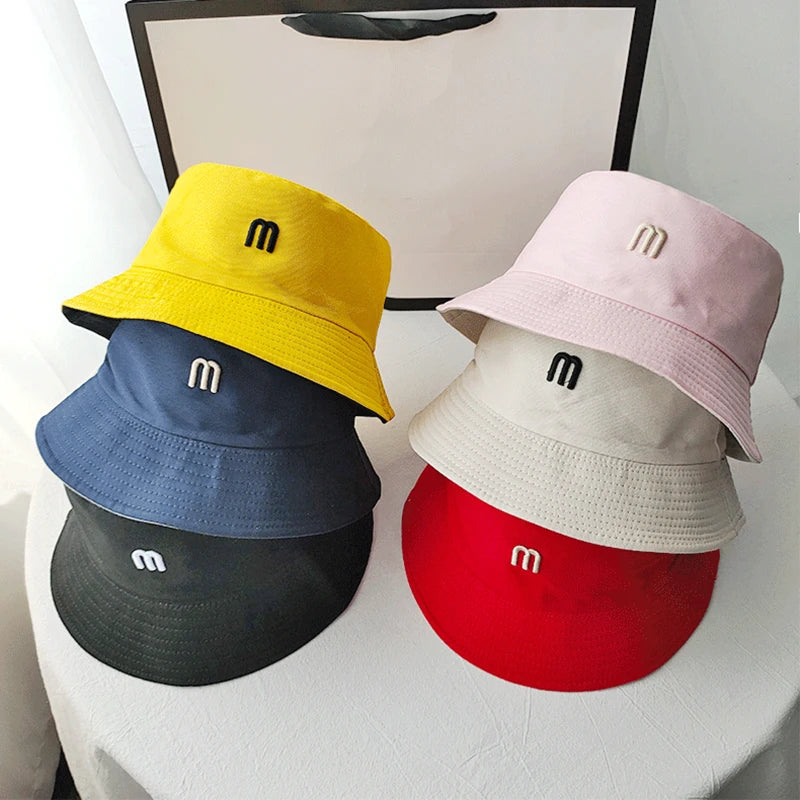Summer Custom Embroidered logo Kids Beach Cap Toddler Baby Sun Reversible Bucket Hats