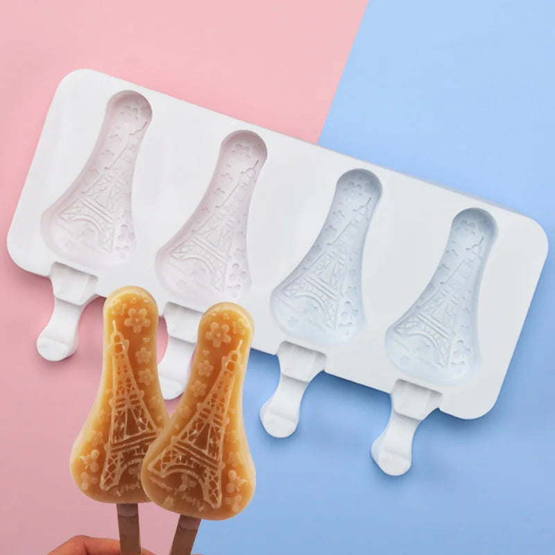 SILIKOLOVE Factory Customizable Homemade Popsicle Ice Cream Maker Pylons Silicone Popsicle Mold Ice Cream Mold for Kitchenware