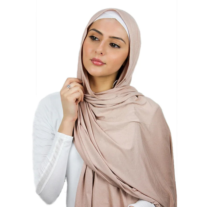 Wholesale Jersey Hijab Long Head Scarf for Women Jersey Shawls for Muslim Ethnic Scarves