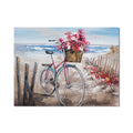 100% Handmade Large Eastern European Still Life Bicycle Linen Canvas Wall Art Thick Oil Painted Classical Decor