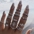 Simsly Vintage Silver Stackable Ring Set Joint Nail Crystal Knuckle Rings for Girls