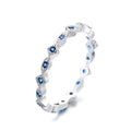 Yaeno Sterling Silver 925 Thin Chain Finger Ring with Green and Blue Stone for Women
