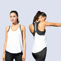 Summer Loose Athletic T-shirts Round Neck Tee Sleeveless Tshirt Yoga Racerback Muscle T Shirts Workout Tank Tops for Women