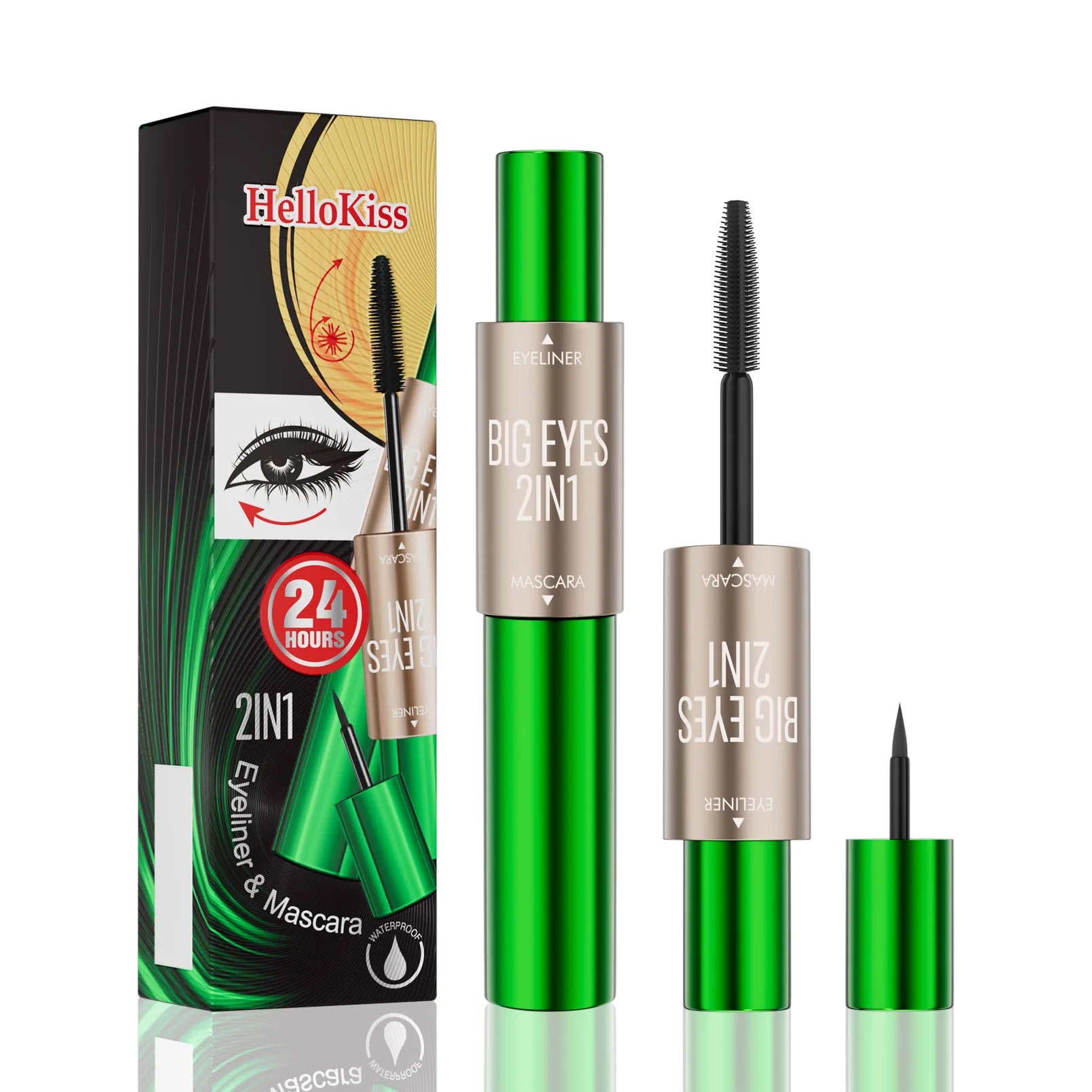 Long Thick Double for Mascara Eyeliner Natural Smooth Vegan Mineral Liquid Curling Lash Waterproof Volume Extension Mascara