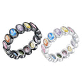 Sweet and Cute Colorful Index Finger Rings 925 Sterling Silver Full Diamond Oval 5a Cubic Zirconia rainbow Ring