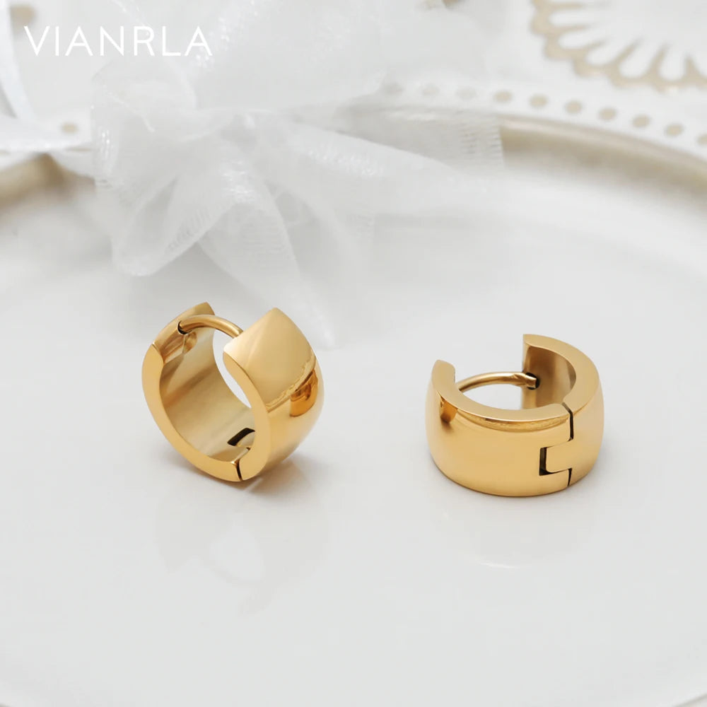 VIANRLA Stainless Steel Chunky Drop Hoop Earrings Daily Simple Design 2023 New Fashion Women Jewelry Gift Free Laser LOGO