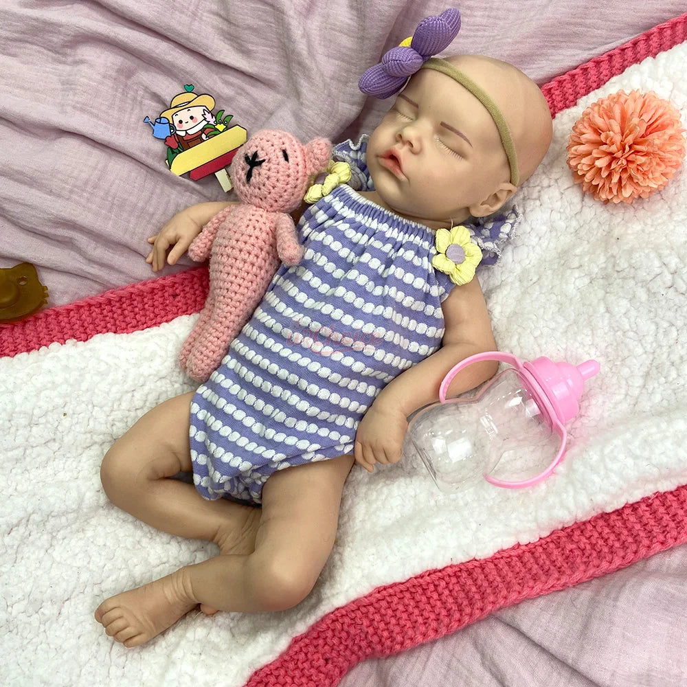 17Inch Adorable Cherubic Cheeks Full Silicone Reborn Doll Girl Soft Washable Realistic Skin Weighted Companion Baby Gifts