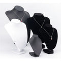 Earring Stand Necklace Display Card with Bag Black Jewelry Iron Wood Card and Grey Flannelette Holder 4 Tray White Acrylic Bust