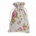 10*14cm Handmade Rose Flower Cotton Linen Drawstring Package Bags Sack Jewelry Pouches Wedding Bomboniera Gift Burlap Bags
