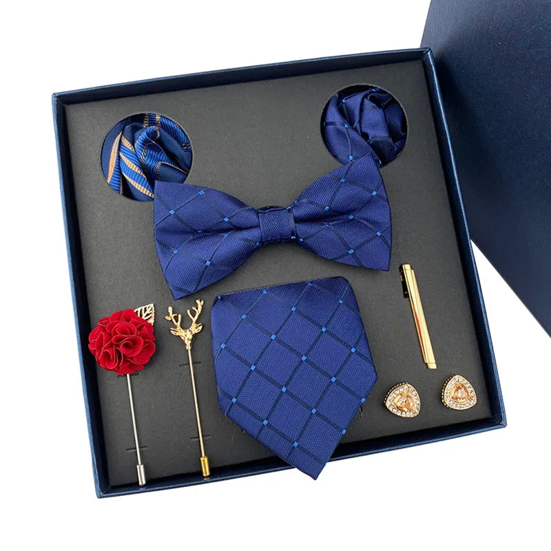 Gift Box Sets Wedding Gifts for Guests Necktie Mens Ties and Pocket Square Handmade Custom Logo Tie Set