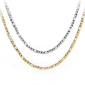 Wholesale Custom 3mm 4mm Women Jewelry Silver Color 14K 18K Gold Plated Stainless Steel FIgaro Link Chain Necklace