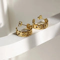 Trendy 2021 Hypoallergenic Titanium Thick Statement Edgy 18k Gold Plated Nickel Free Gold Chain Link Hoop Earrings