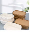 Disposable Kraft Paper Rectangular Paper Bowl for Fast Food Salad Fried Rice Takeaway Packing Paper Boxes