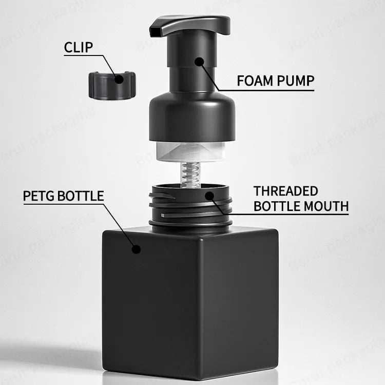 Custom Color 250/500ml Square PET Foam Bottle with Pump Sprayer for Cosmetic Packaging-Lotion Shampoo Toothpaste & More