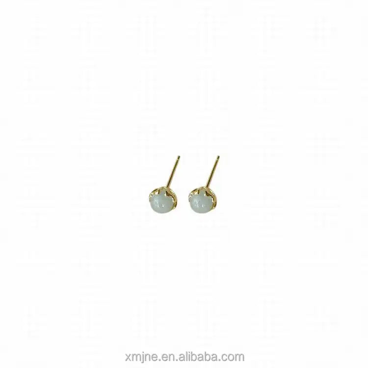 925 Sterling Silver Natural Jade Earrings Women Sleeves Wild High-End Jade Earrings