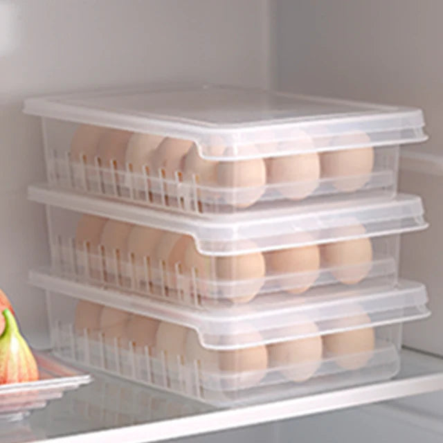 SHIIMOYAMA Fridge Storage Egg Storage Box Egg Holder 18 Grids Plastic Egg Container Organizer