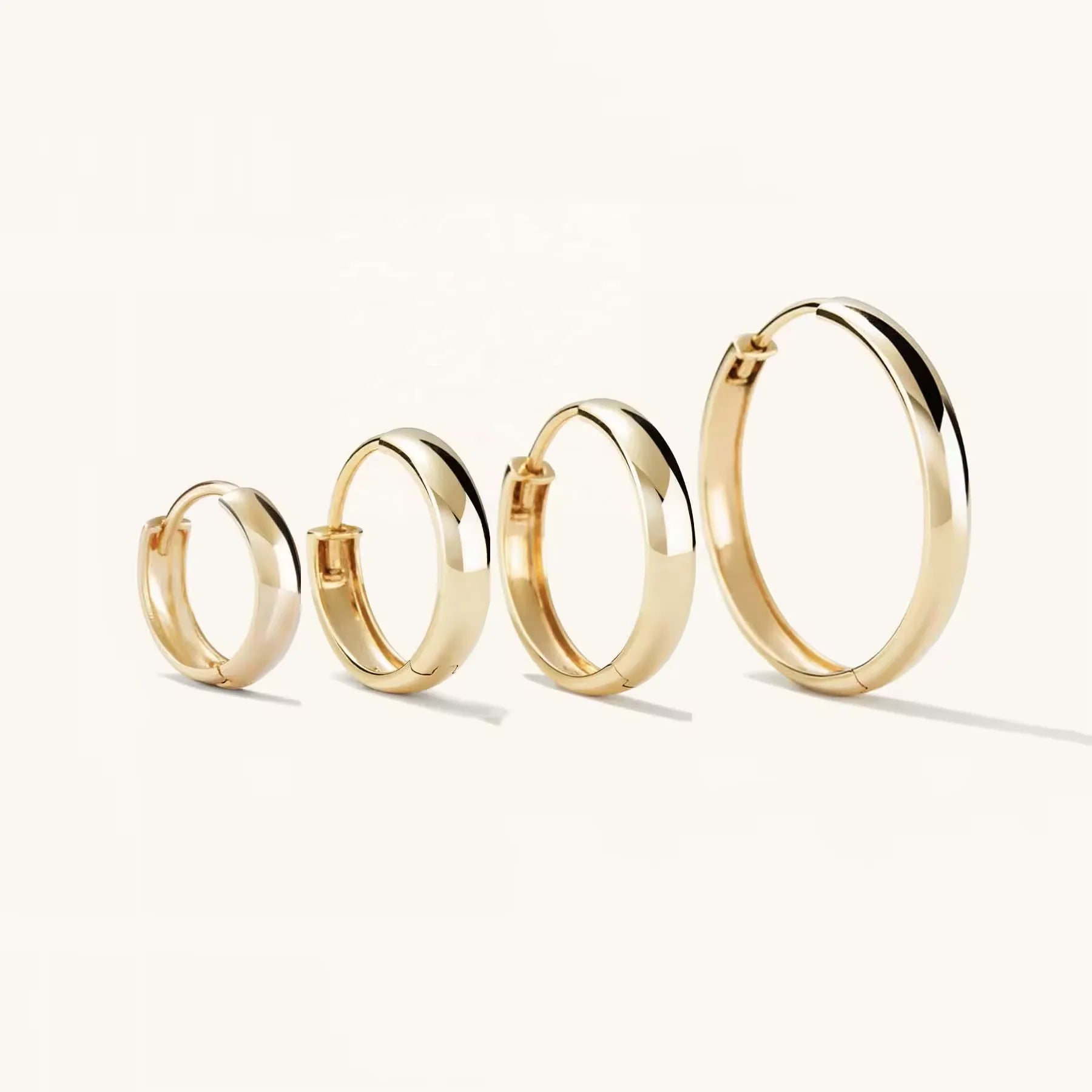 LOZRUNVE 925 Sterling Silver Different Size Smooth Metal Minimalist Wide Thick Hoop Earring Set Gold Jewelry