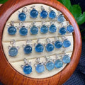Spiritual Crystal Chakra Healing Stone Natural Aquamarine 925 Sterling Silver cat Head Charm Pendant for Anti Stress and Anxiety