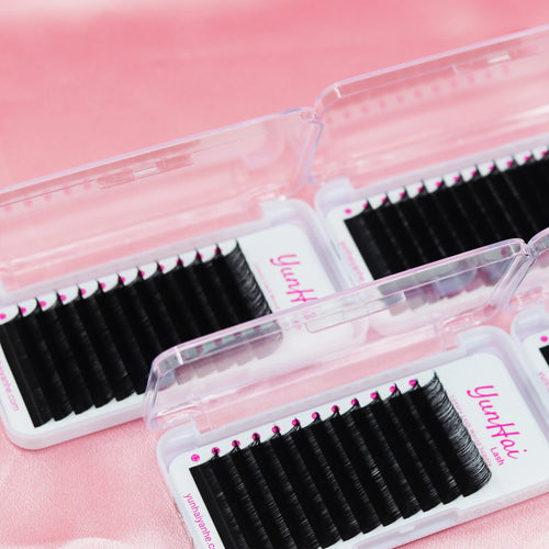 0.03 Dark Matte Volume Lash Trays Cashmere Lash Extensions Supplier Wholesale Velvet Volume Fluffy Eyelash Extensions Trays