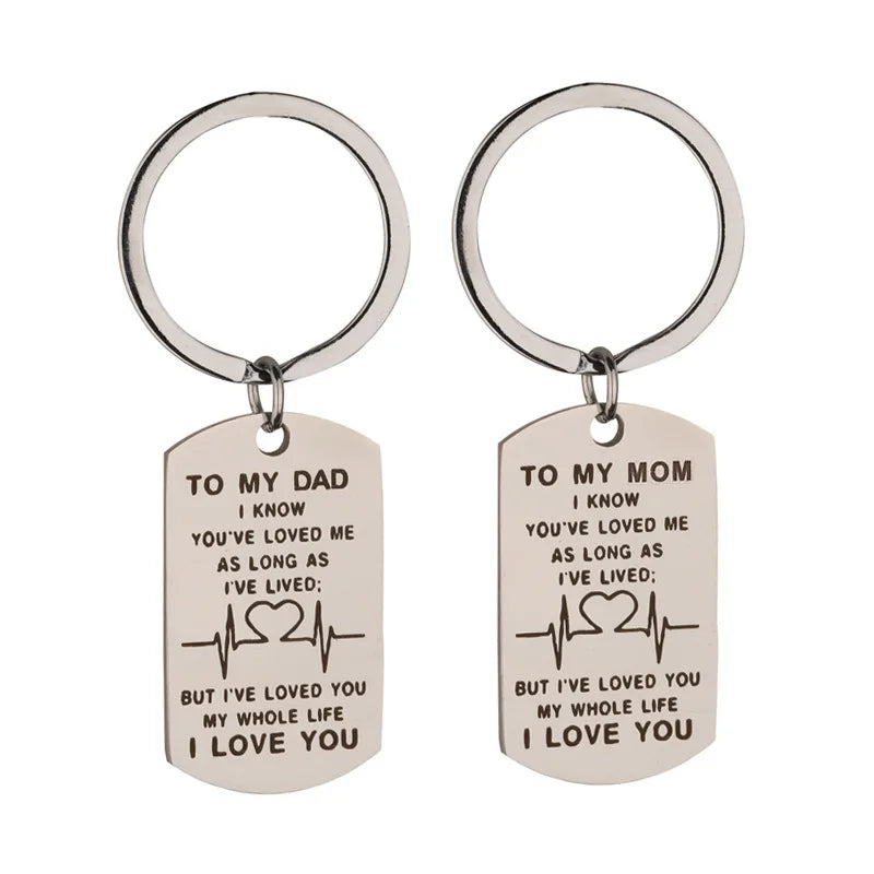 KeyChain for Mother'S Day Gift Stainless Steel Tag Necklace to My Mom Letter Military Brand Pendant Necklace Key Chain