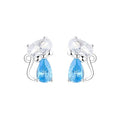 Yaeno Jewelry Cute Kitty with Bow Tie Earrings Piercing Jewelry in Pure Silver 925