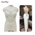 WDP-295 Shiny Bling Glass Beads Evening Dress White Rhinestone Bodice Applique on Bridal