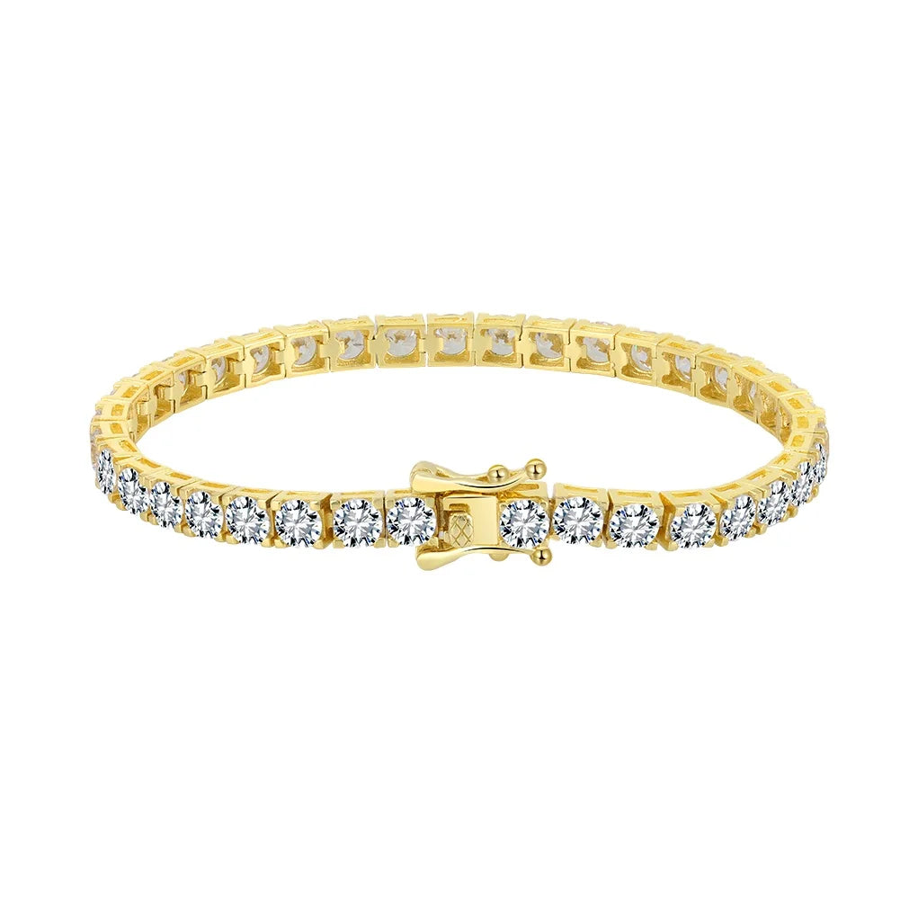 RINNTIN SB204 Wholesale Men and Women Full CZ Bracelets French Vintage 925 Silver Design Elegant Single Row Bracelets