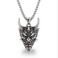 Stainless Steel Red Prajna Pendant Grimace and Fangs Necklace Punk Style Men's Jewelry