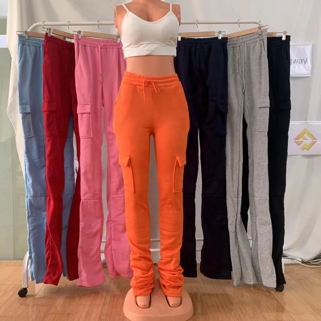 New Arrivals Fashion Women With Ruched Pants Sides Sweatpants Stacked Joggers Stacked Pants