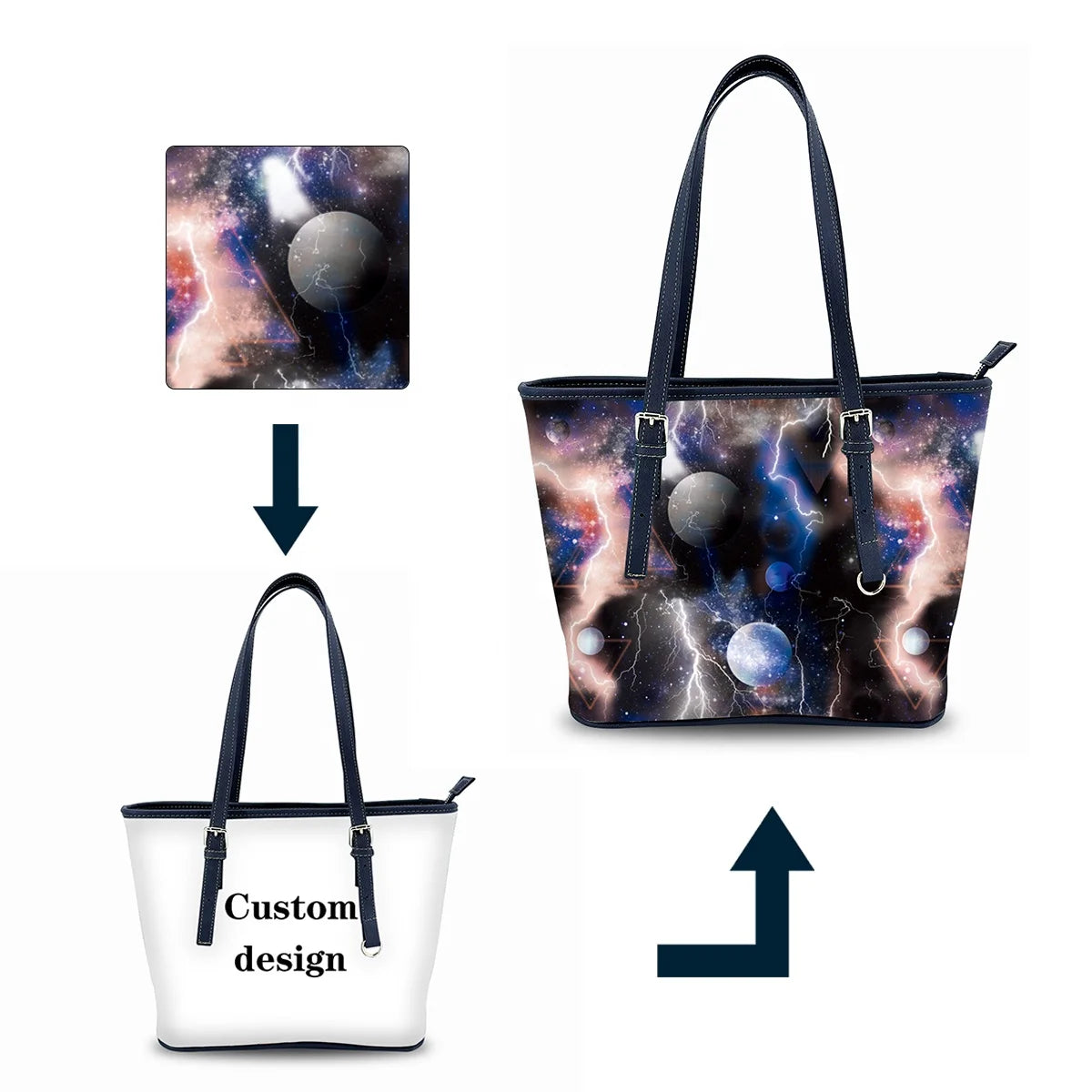 Custom Printing Women's Luxury Handbags Latest Fashion Waterproof Tote Bag for Ladies