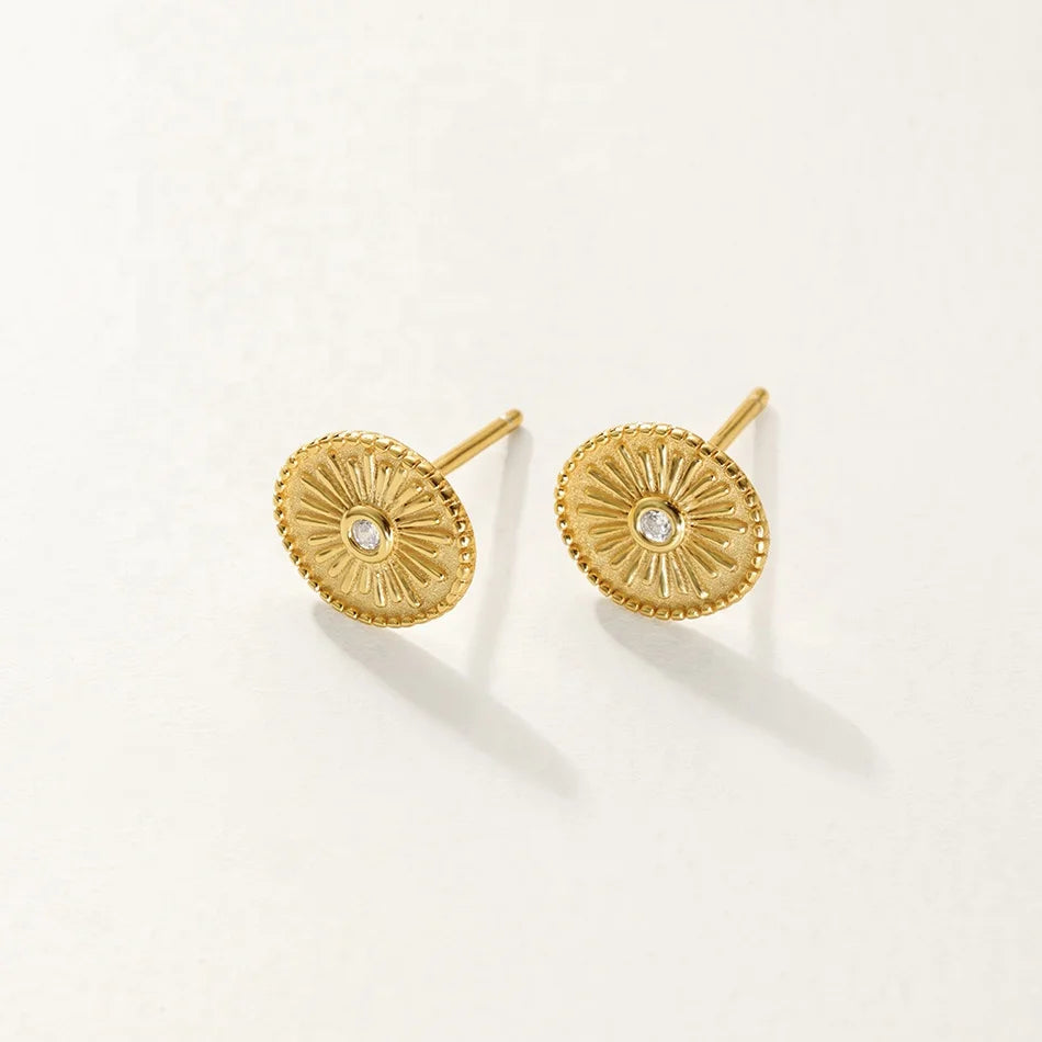 Nagosa Custom Jewelry Gold Vermeil 925 Sterling Silver Cubic Zirconia Sunburst Stud Earrings for Women