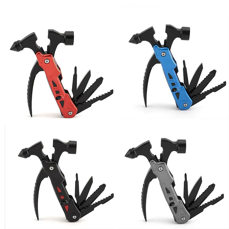 12-in-1 Compact Outdoor Survival Multi-Function Tool Kit Industrial Grade Aluminum Steel Handle Multi-Tool Knife Hammer